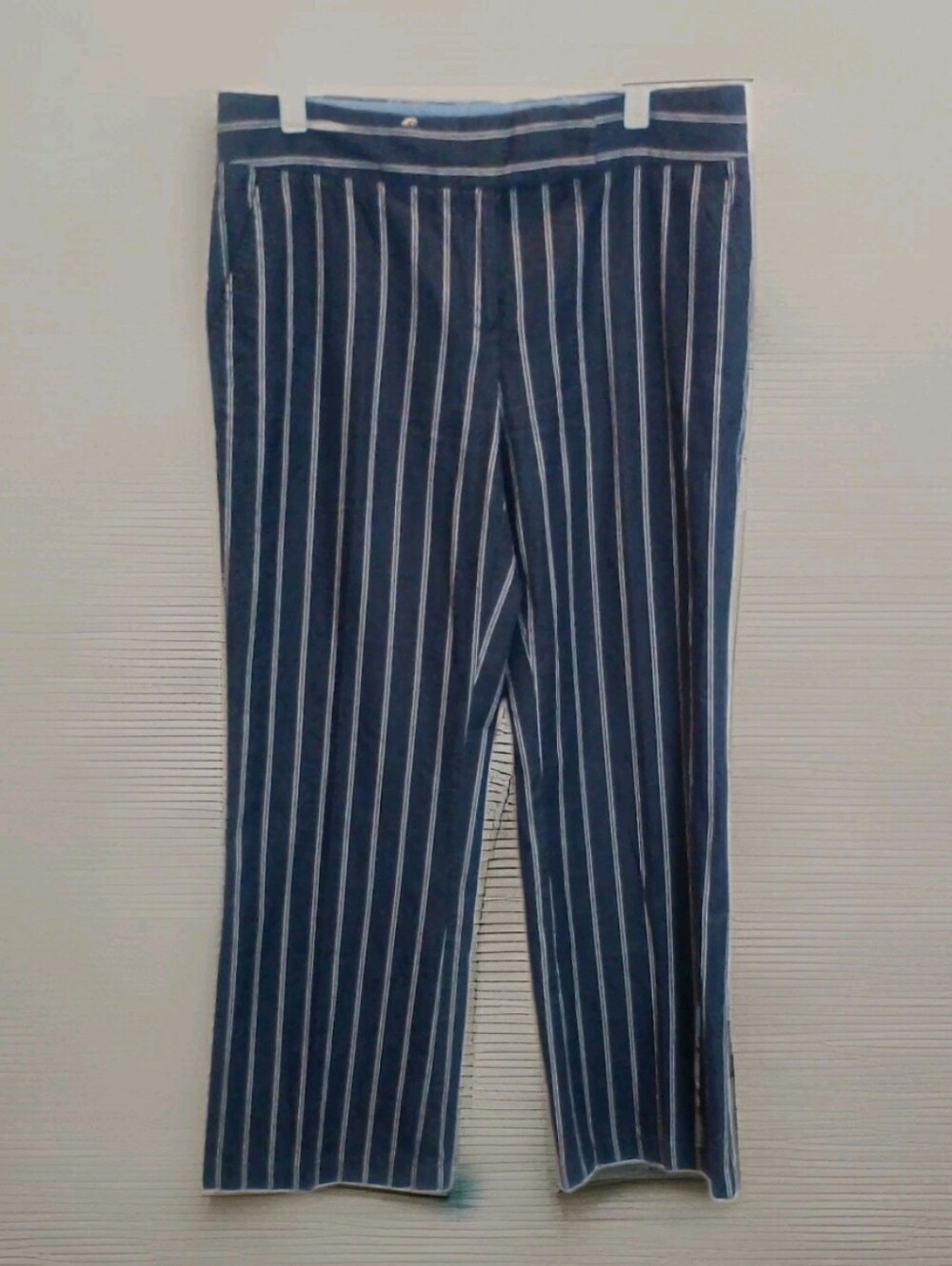 Tommy Hilfiger Navy Pinstripe Cotton Pants Womens 8 Preppy Y2K